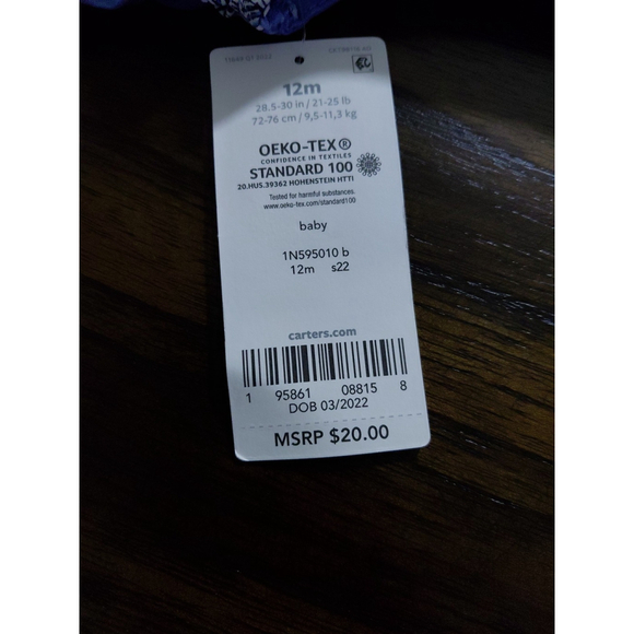 Carter's Boys Hawaiian Baby Romper One Piece Size 12 Months New With Tags - Picture 3 of 4